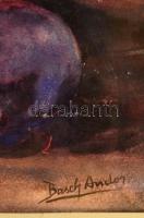 Basch jelzéssel: Asztali csendélet. Akvarell, papír, üvegezett keretben, 29×41 cm