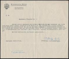 1943 Bp., A Kármelita Rend Tartományfőnöksége által küldött gépelt levél, rajta Pálvölgyi Ignác tartományfőnök aláírásával
