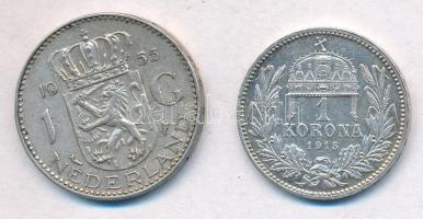 Vegyes: Hollandia 1955. 1G Ag "Julianna" + Magyarország 1915KB 1K Ag "Ferenc József T...