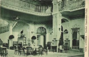 Tátralomnic, Tatranska Lomnica (Tátra); Vestibul Grandhotelu Praha / Szálloda, csarnok belső. Jan Ossko kiadása / hotel interior, lobby, hall