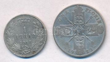 Vegyes: Nagy-Britannia 1923. 1Fl Ag "V. György" + Szerbia 1912. 1D Ag "I. Péter"...