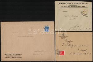 1912-1934 Cégek fejléces borítékjai + képes árjegyzék (Hamburg-Amerika Linie, Dr. Grossschmid Géza, Hunnia Férfi- és Fiú-Ruha Áruáz, Dánn Hugó), 4 db