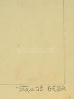 Faragó jelzéssel: Felszolgáló lány, vándor fiú. Ceruza, papír, üvegezett keretben, 22×35 cm