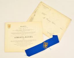 1926 Díszes meghívó a Magyar Athletikai Club báljára, szalaggal, borítékkal, ifj. Csengery Árpád (?-?) okleveles mérnök részére