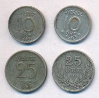 Svédország 1934G 25ö Ag + 1956TS 10ö Ag + 1960TS 10ö Ag + 25ö Ag T:2,2-
Sweden 1934G 25 Ore Ag + 19...