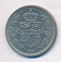 Románia 1937. 50L Ni "II. Károly" T:1- 
Romania 1937. 50 Lei ni "Carol II" C:AU...