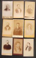 1860-1885 Régi fényképek: Férfi arc-, és mellképek (9db)