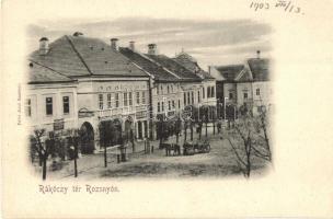 Rozsnyó, Roznava; Rákóczi tér, Falvi Jenő üzlete és saját kiadása / square, publishers shop