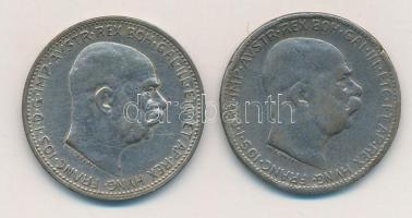 Ausztria 1912-1913. 1K Ag "Ferenc József" (2xklf) T:2,3 Austria 1912-1913. 1 Corona Ag &qu...