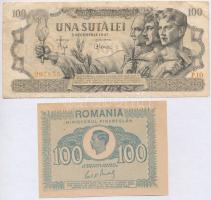 Románia 1945. 100L + 1947. 100L T:II,III Romania 1945. 100 Lei + 1947. 100L C:XF,F