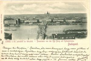1899 Budapest, látkép a Királyi palotától és a Lánchíd