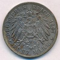 Német Birodalom / Württemberg 1907F 5M Ag "II. Vilmos" T:2- patina, ph. 
German Empire / ...
