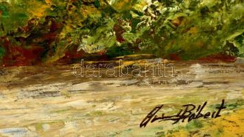 Stolz Tamás (?-): Bakony. Olaj, farost, jelzett, keretben, 40×30 cm