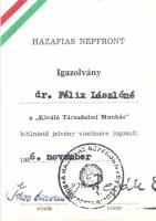 1986 Trauttmann Rezső volt építésügyi miniszter által aláírt igazolvány