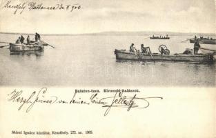 Balaton, Kivonuló halászok. Mérei Ignácz kiadása 272. sz. 1905. (EK)