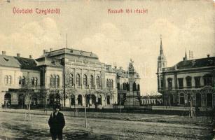Cegléd, Kossuth tér, Városháza, üzlet, Szentháromság szobor. W. L. Bp. 47. (EK)
