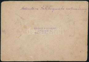 cca 1900 Marosújvár (ma Ocna Mureş), sóbányai jelmezbál, fotó, kartonra ragasztva, feliratozva, 8,5×...