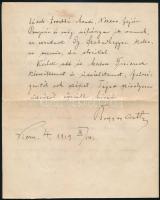 1919 Bogyay Arthur (?-?) repülős őrnagy kézzel írt levele azonosítatlan személynek, 4 p