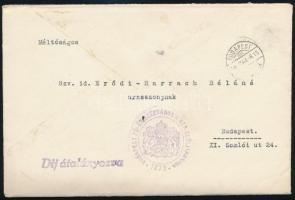 1936 Budapest, Kordai Lajos (?) II. kerületi elöljáró részvétnyilvánító levele id. Erődi-Harrach Bél...