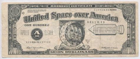 Amerikai Egyesült Államok 1969. Hold pénz ajándék bankjegy az Apollo 11 emlékére + Olaszország DN Fiabilandia 50c utalvány T:III,III- szakadás, fo. USA 1969. Moon money souvenir bill honoring the Apollo teams + Italy ND Fiabilandia 50 Euro Cents voucher C:F,VG tear, spotted