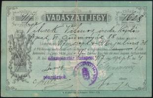 1917 Bp., Vadászati jegy, hajtott / hunter ticket