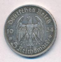 Német Harmadik Birodalom 1934A 5M Ag "Náci hatalom első évfordulója" T:2,2-
German Third ...