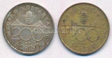1992-1993. 200Ft Ag "MNB" (2x) T:2 erős patina