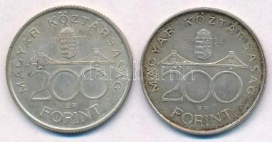 1993-1994. 200Ft Ag "MNB/Deák" (2x) T:2 patina