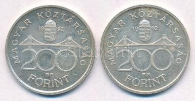 1992. 200Ft Ag "MNB" (2x) T:1- kis patina