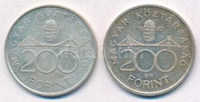 1992-1994. 200Ft Ag "MNB/Deák" (2x) T:2 kis patina