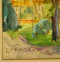 Olvashatatlan jelzéssel: Parkrészlet. Vegyes technika, papír, üvegezett keretben, 33×49 cm