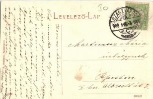 Szászváros, Broos, Orastie; Iskola tér, Evangélikus templom, üzlet. W. L. (?) 1665. B. Stelescu kiad...