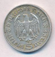 Német Harmadik Birodalom 1935J 5M Ag "Hindenburg" T:2 
German Third Reich 1935J 5 Mark Ag...