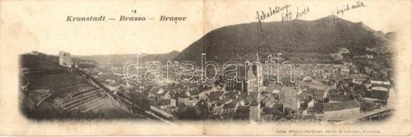 Brassó, Kronstadt, Brasov; kihajtható panorámalap. Julius Müller utóda Tartler & Schreiber kiadása / foldable panoramacard (fl)