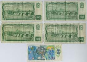 Szlovákia 1993. (1988) 20K csehszlovák bankjegy szlovák bélyeggel + 1993. (1961) 100K csehszlovák ba...