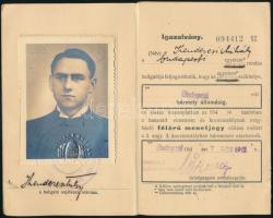 1947 Félárú kedvezményre jogosító fényképes vasúti igazolvány egyetemi hallgató részére