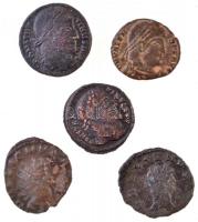 5db-os vegyes római rézpénz tétel a Kr. u. IV. századból T:2-,3 5pcs of Roman copper coins from the 4th century AD C:VF,F