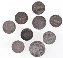 Lengyel Királyság / Livónia ~1600-1650. 9db-os kisezüst tétel T:2-,3 Poland / Livonia ~1600-1650. 9pcs of small silver coins C:VF,F