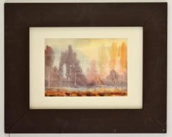 Szendeff Kristóf (1919-1981): Őszi hangulat. Akvarell, papír, jelzett, keretben, 24×35 cm