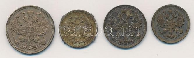 Orosz Birodalom 1909. 20k Ag + 1910. 10k Ag + 1912. 10k Ag + 1913. 15k Ag T:2,2- brossnyomok
Russia...