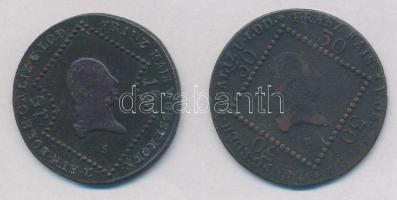 1807S 15kr Cu + 1807B 30kr Cu "I. Ferenc" T:2-,3