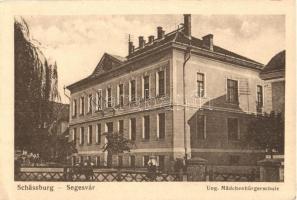 Segesvár, Schassburg, Sighisoara; Ung. Mädchenbürgerschule / Leány iskola. E. Discher utóda Zacharides kiadása / girls school (EK)