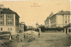 Arad, Erzsébet körút, gyerekek. W. L. 927. / street view, children (fa)