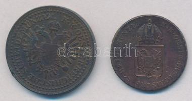 1816G 1kr Cu + Ausztria 1851A 3kr Cu T:2,2-