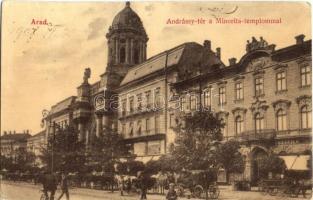 Arad, Andrássy tér, Minorita templom, Geller üzlete. W. L. 484. / square, Minorite church, shops (EK)