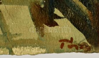 Olvashatatlan jelzéssel: Házfalak. Akvarell, papír, szakadással, 34×30 cm