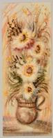 Jelzés nélkül: Virágcsendélet. Akvarell, papír, 40×15 cm