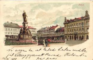 1899 Arad, Vértanú szobor / martyrs statue, monument, street view, Art Nouveau, litho