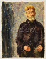 Jelzés nélkül: Kalapos férfi (hátoldalán női portré). Akvarell, papír, 30×24 cm