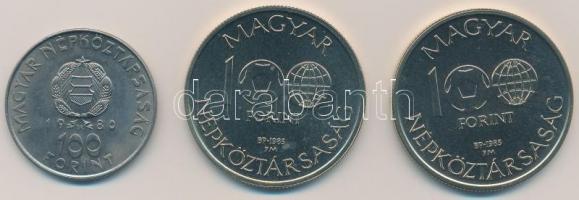 1980. 100Ft Ni "Szovjet-magyar közös űrrepülés" + 1985. 100Ft alpakka "Labdarúgó Vilá...